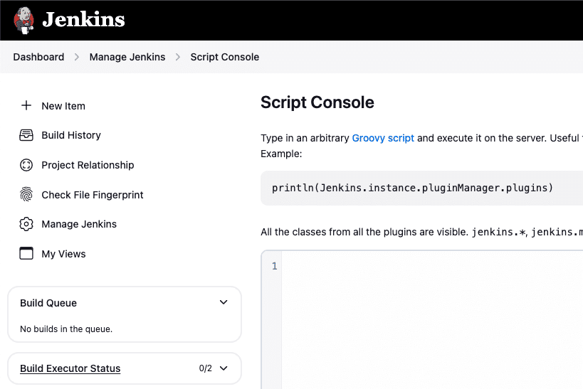 environment variables jenkins Script Console