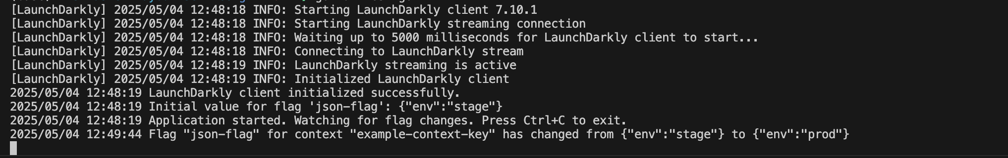 Launch Darkly Sample Output