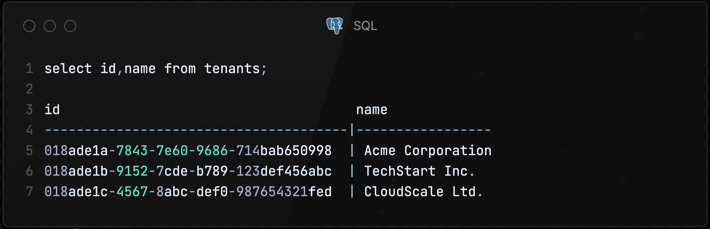 Tenant sql