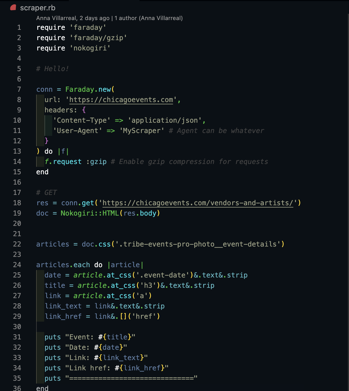 Custom Ruby Scraper