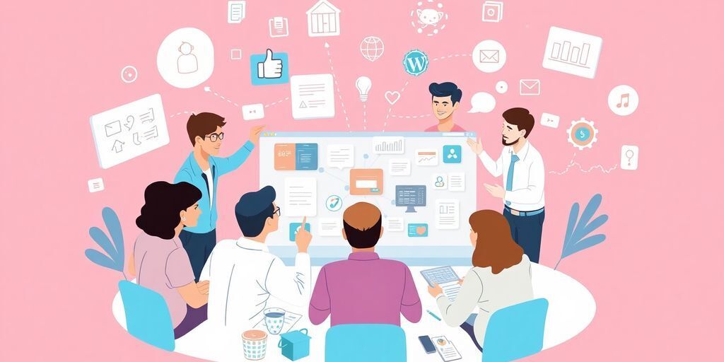 Team collaboration on software marketing strategies and ideas.
