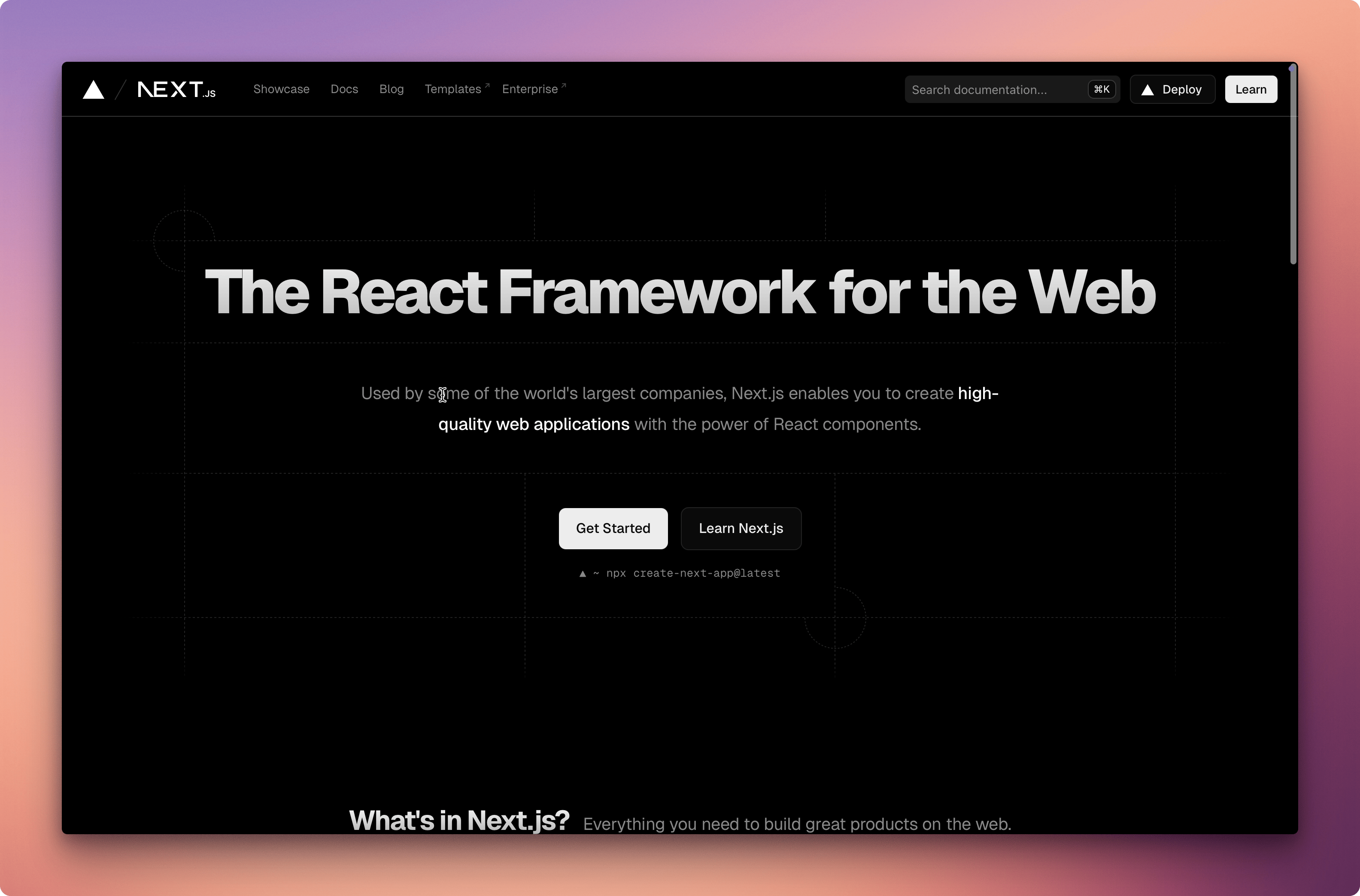 Next.js homepage screenshot