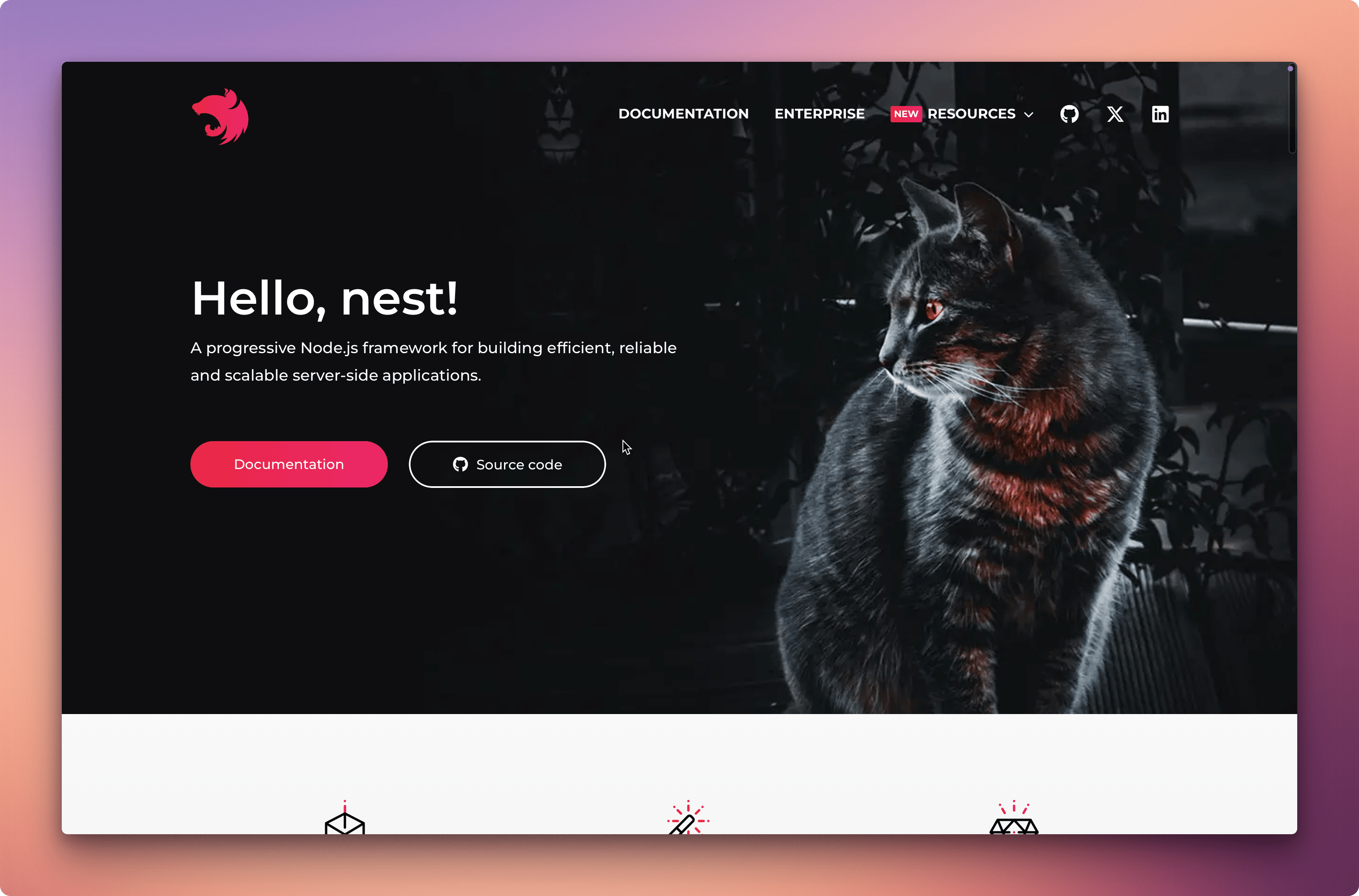 Nest.js homepage screenshot