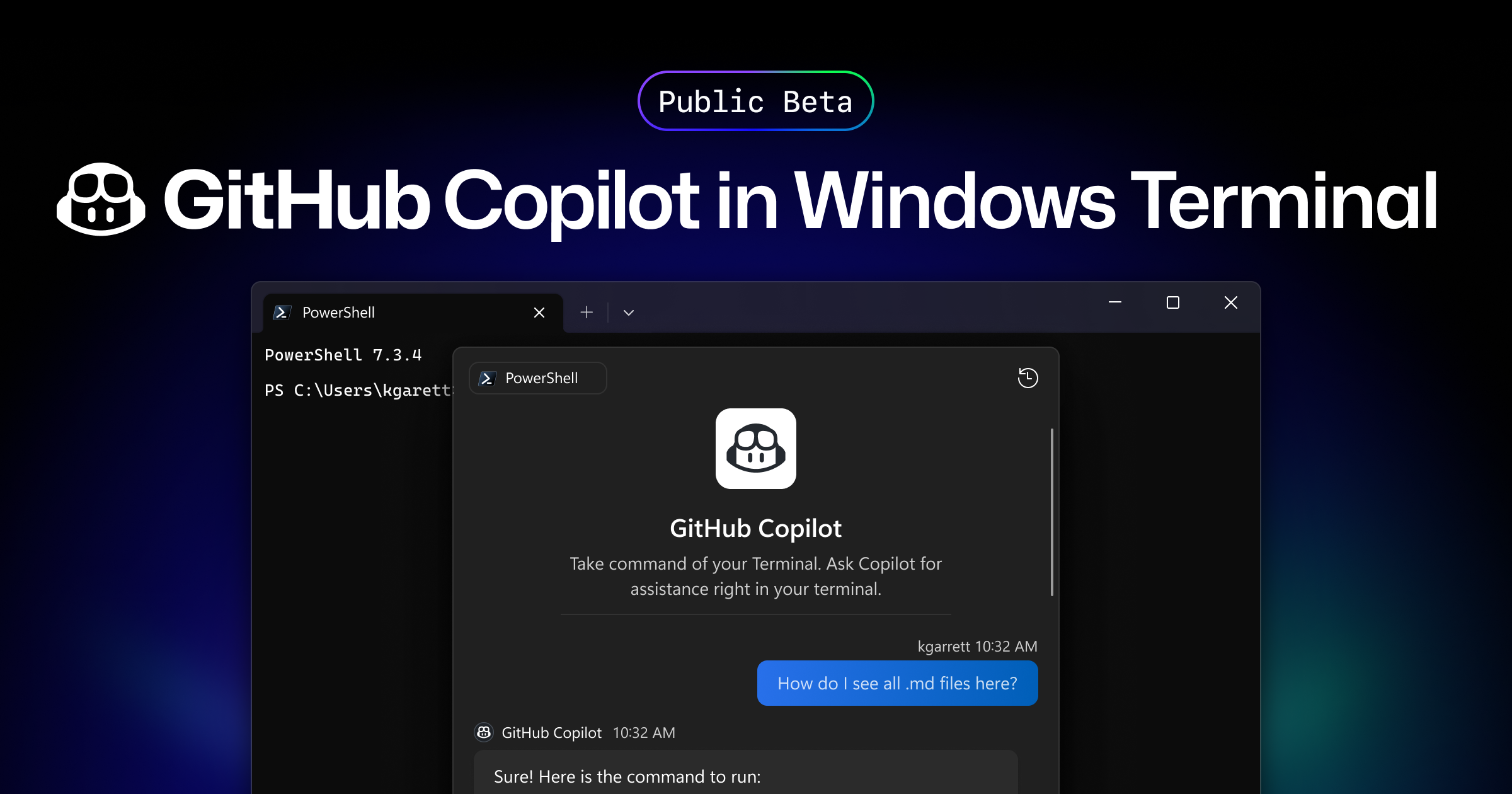 Header image displaying GitHub Copilot in Windows Terminal