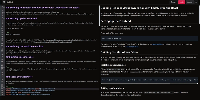 Redoed #5: Building a Markdown editor with CodeMirror and React