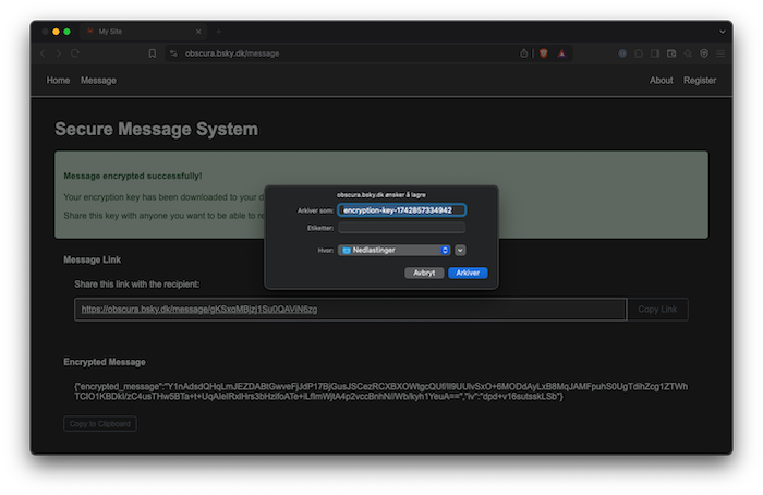 Encrypt and download key