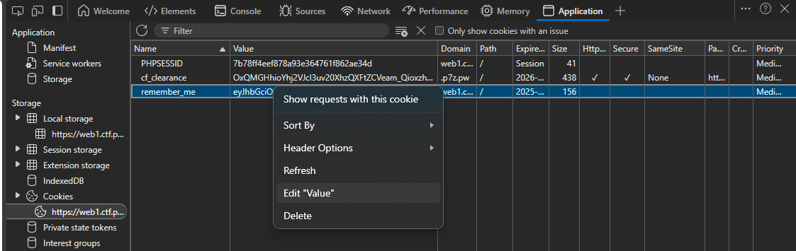 ภาพที่ 4 แสดงการแก้ไข Cookie ใน Browser