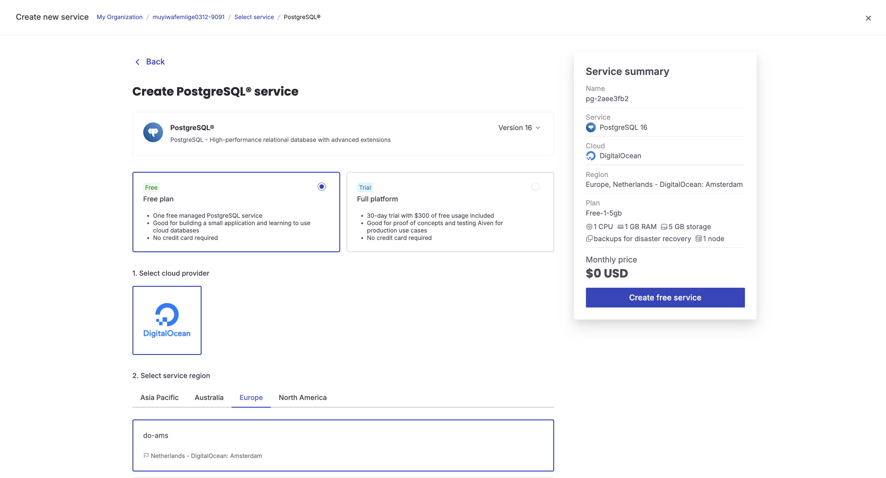 postgres service