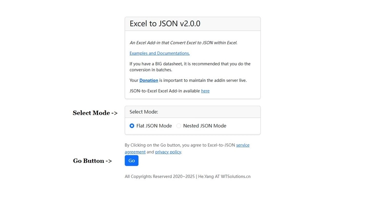 Convert Excel to JSON within Excel
