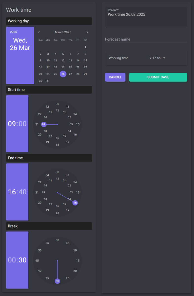 Timesheet Work Time Case