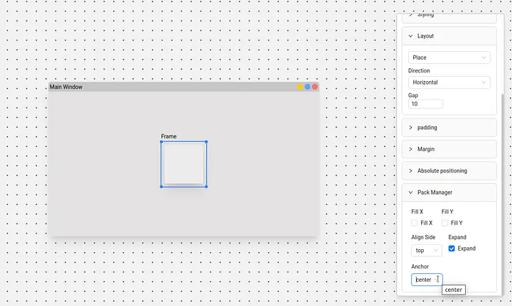center the frame
