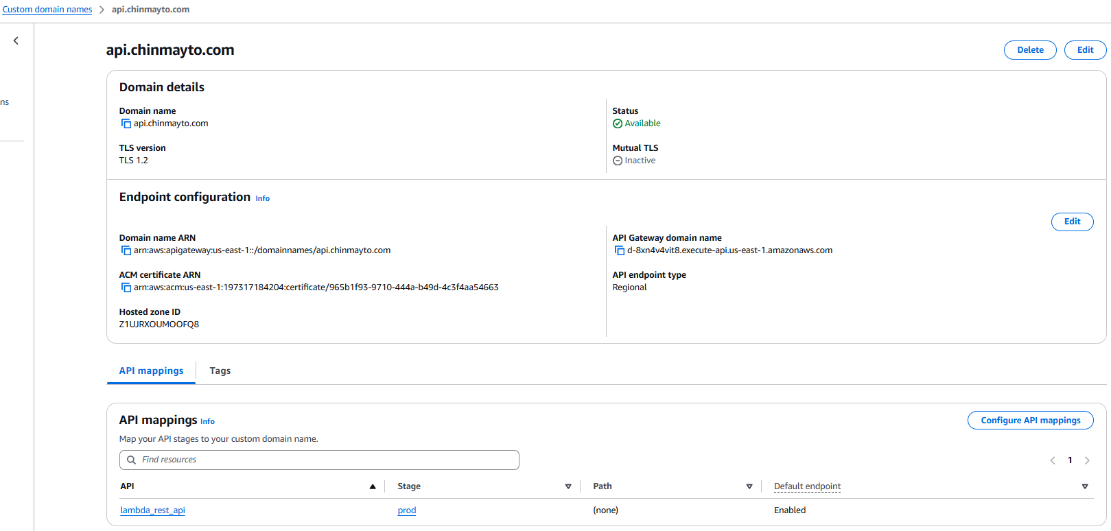 API Gateway Custom Domain