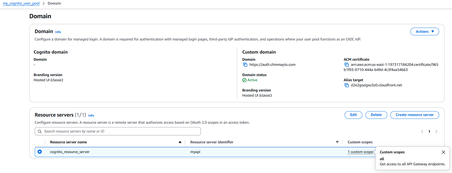 Cogntio Custom Auth Domain
