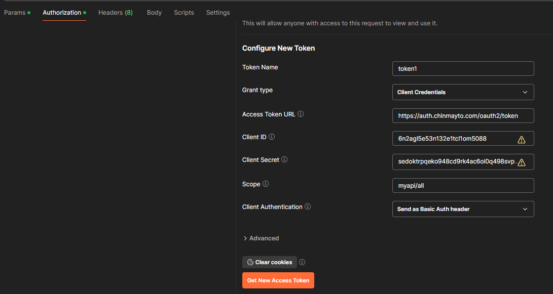 Get token using Postman