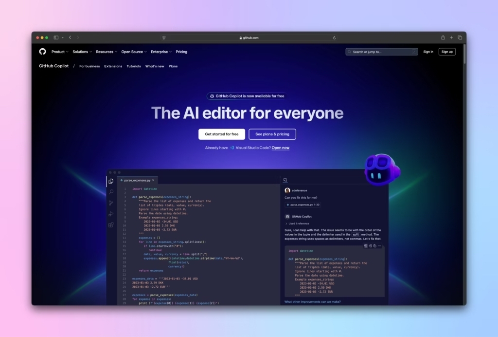 Github CoPilot Homepage