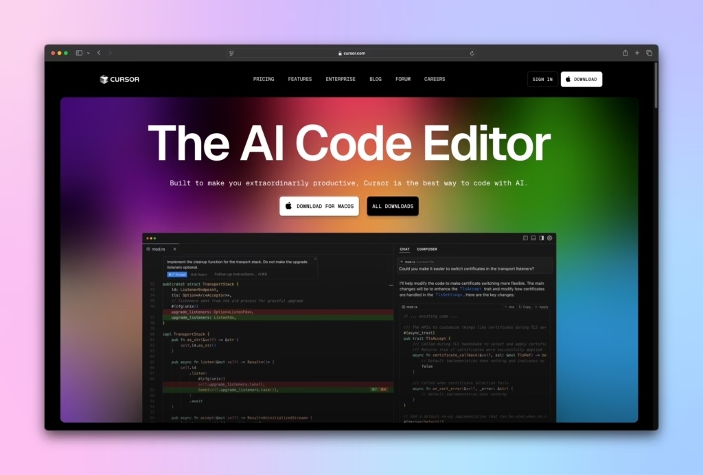 Cursor IDE Homepage