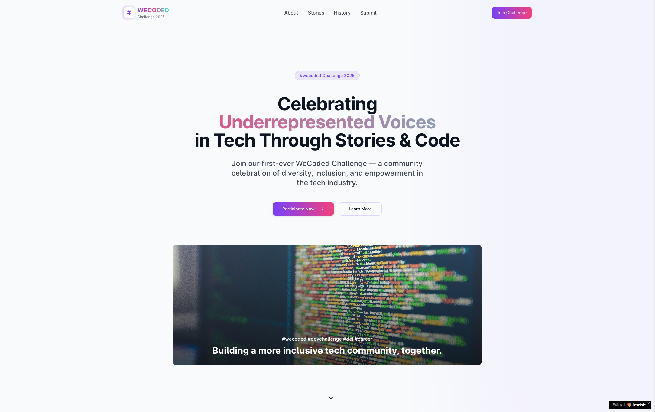 WeCoded Landing Page Screenshot