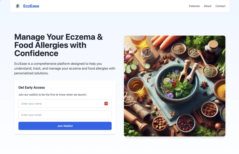 Building EczEase with Cutting-Edge Tech - Build Landing Page