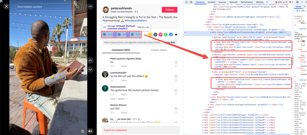 Like, Comment, and Bookmark Counts