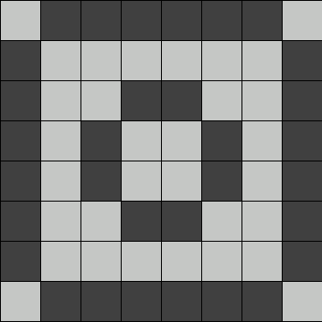Círculos como puntos en una malla 8x8