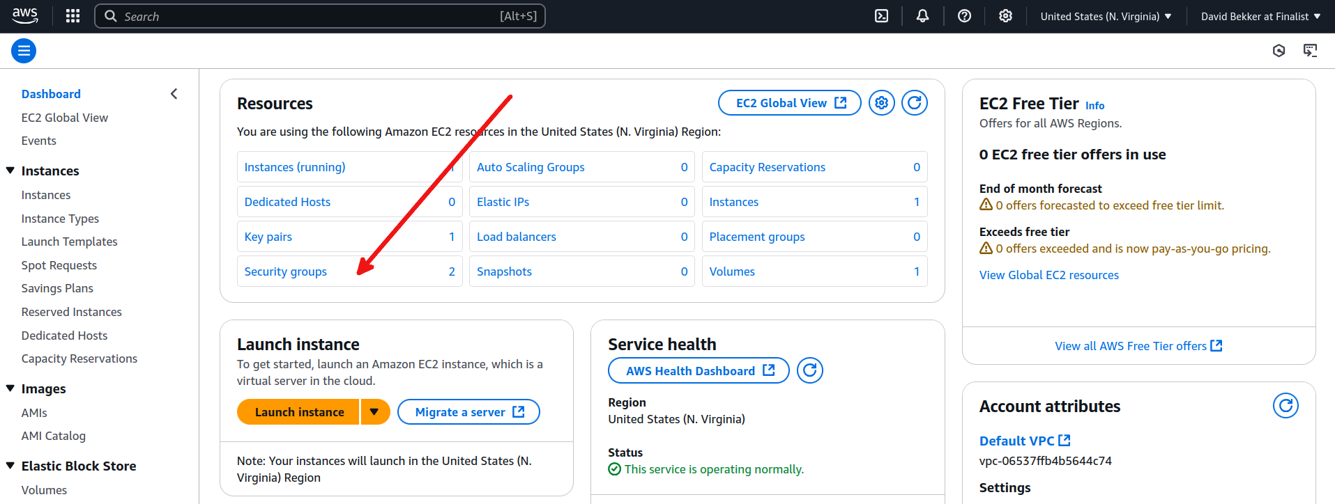 Screenshot from AWS UI to add a security group
