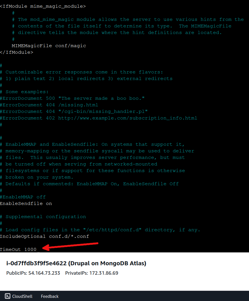 Screenshot of terminal to make the changes in the files mentioned above