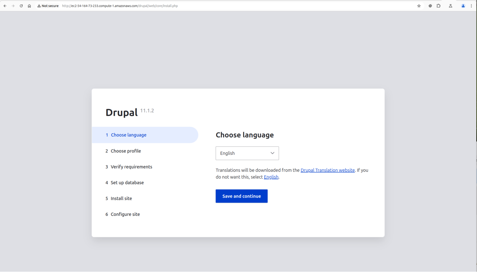 Screenshot representing the Drupal screen