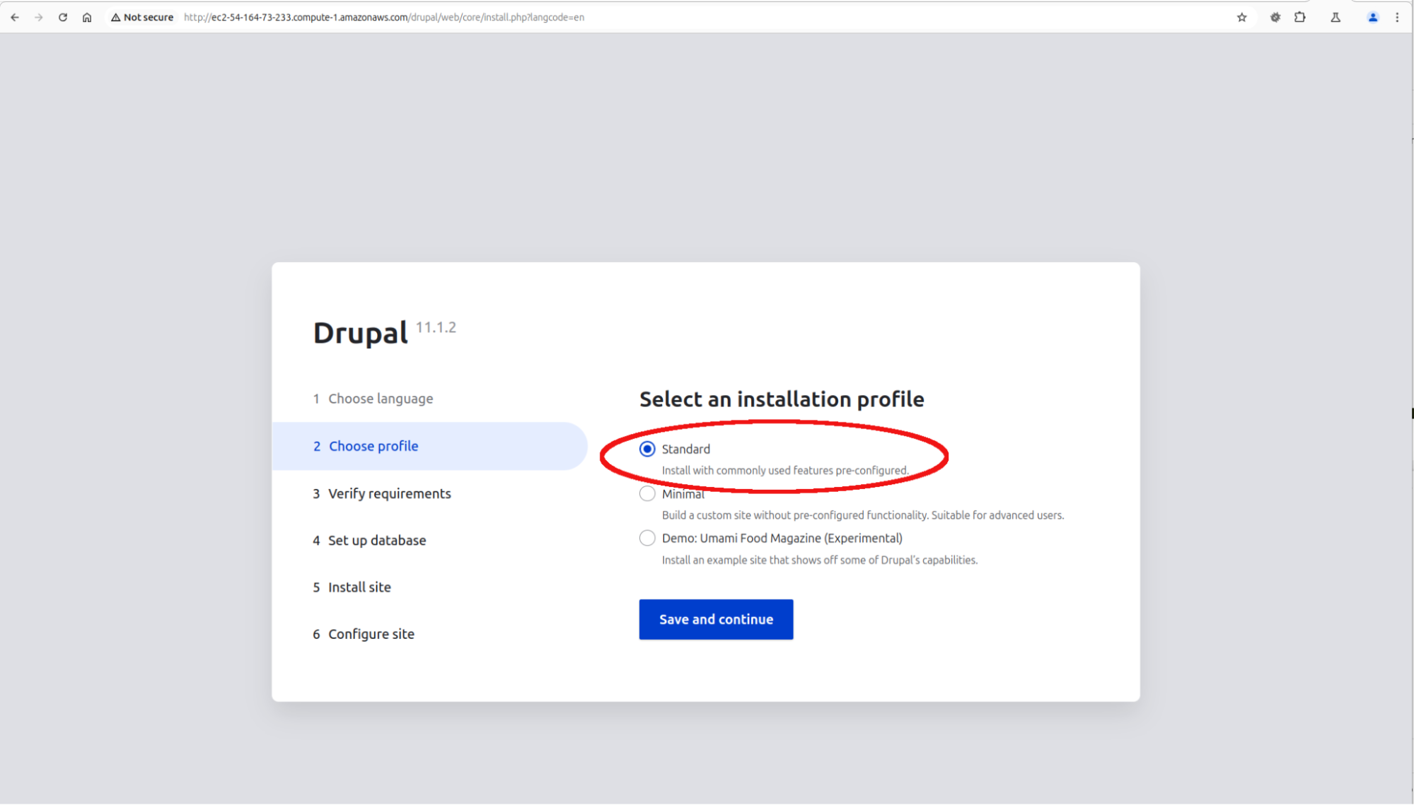 Screenshot representing the Drupal screen