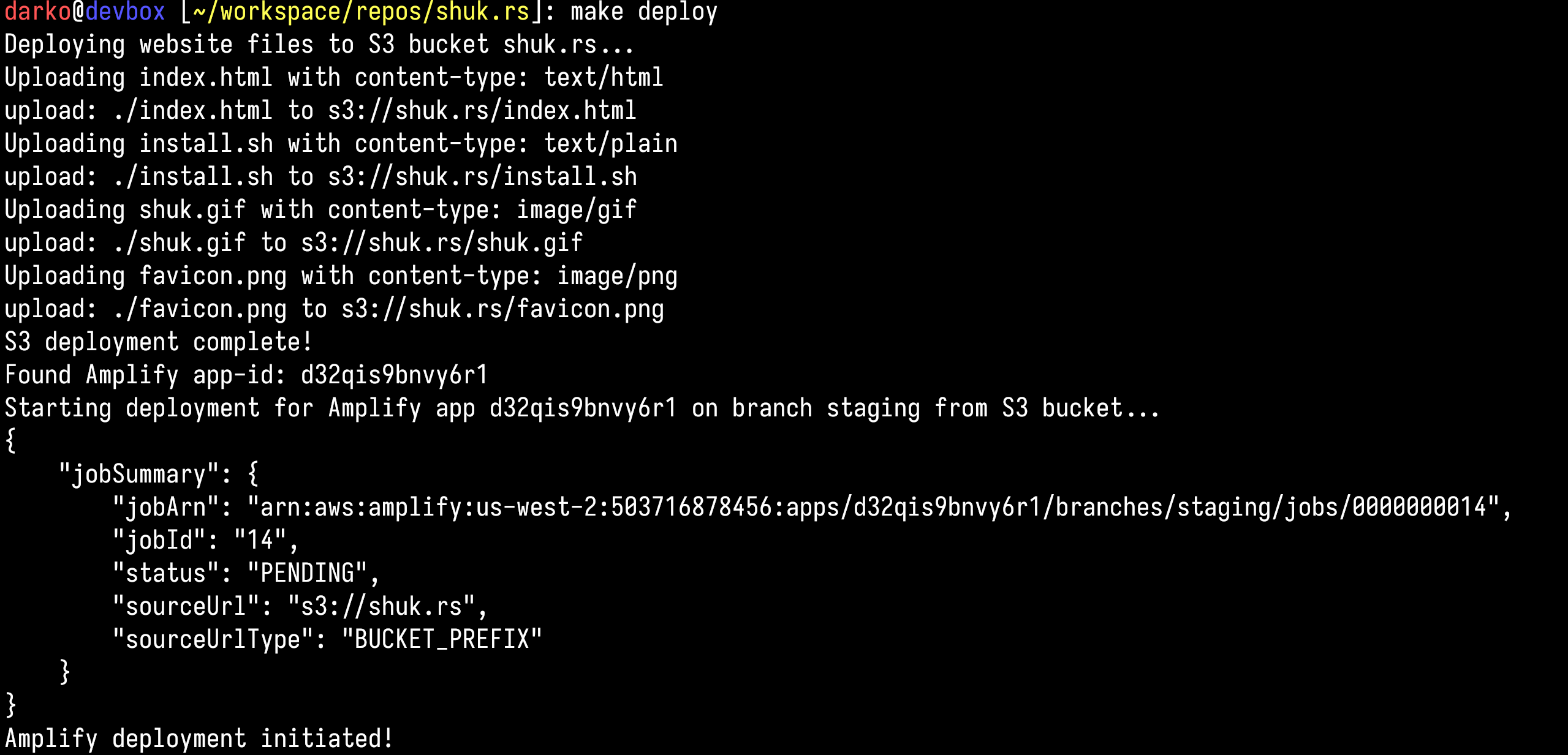 Deploying a static website using make deploy