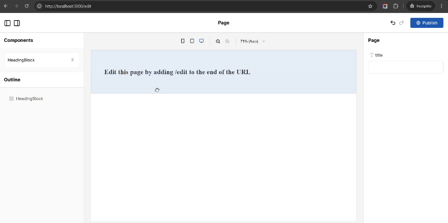 Updating the header and publishing the page