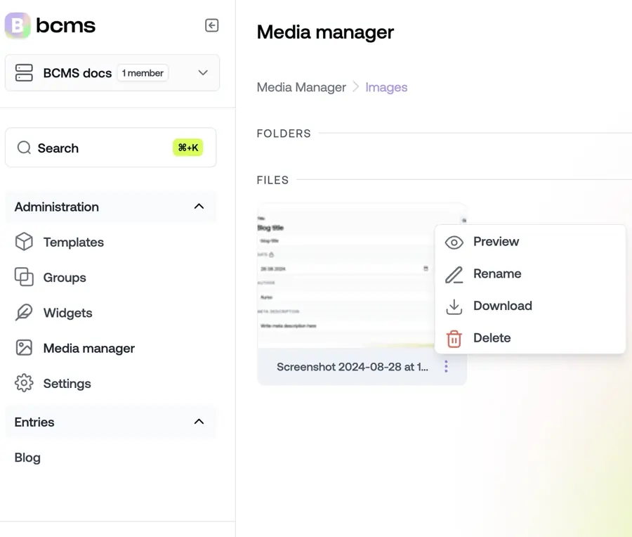 media in dashboard