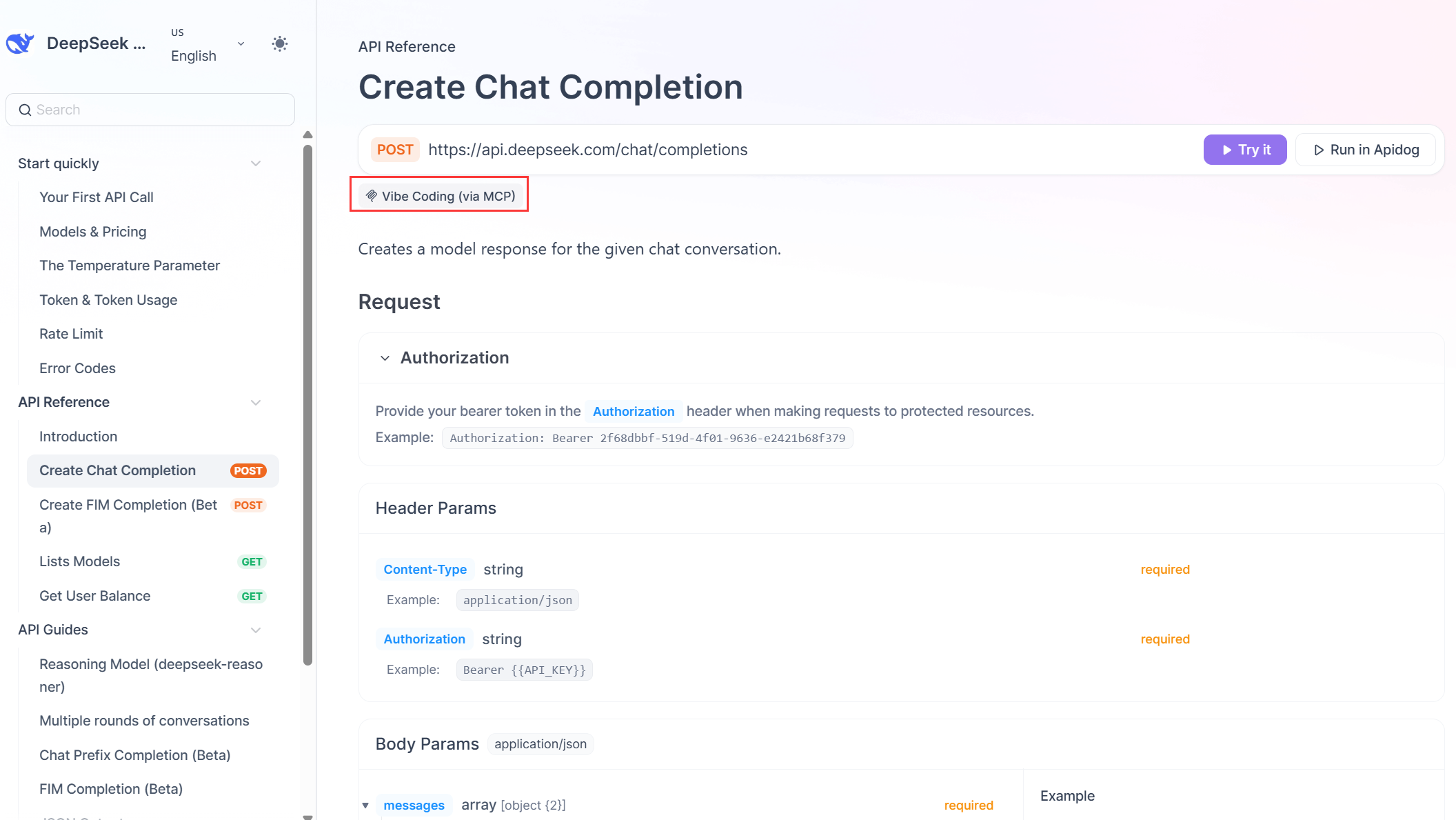 Vibe Coding (via MCP) on the API documentation