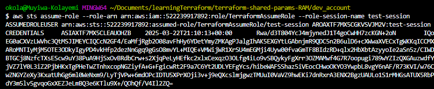STS Test Session for the Terraform AssumedRole