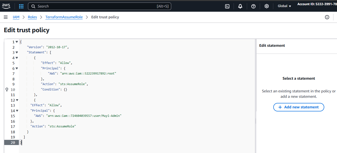 Dev Account Trust Policy Updated