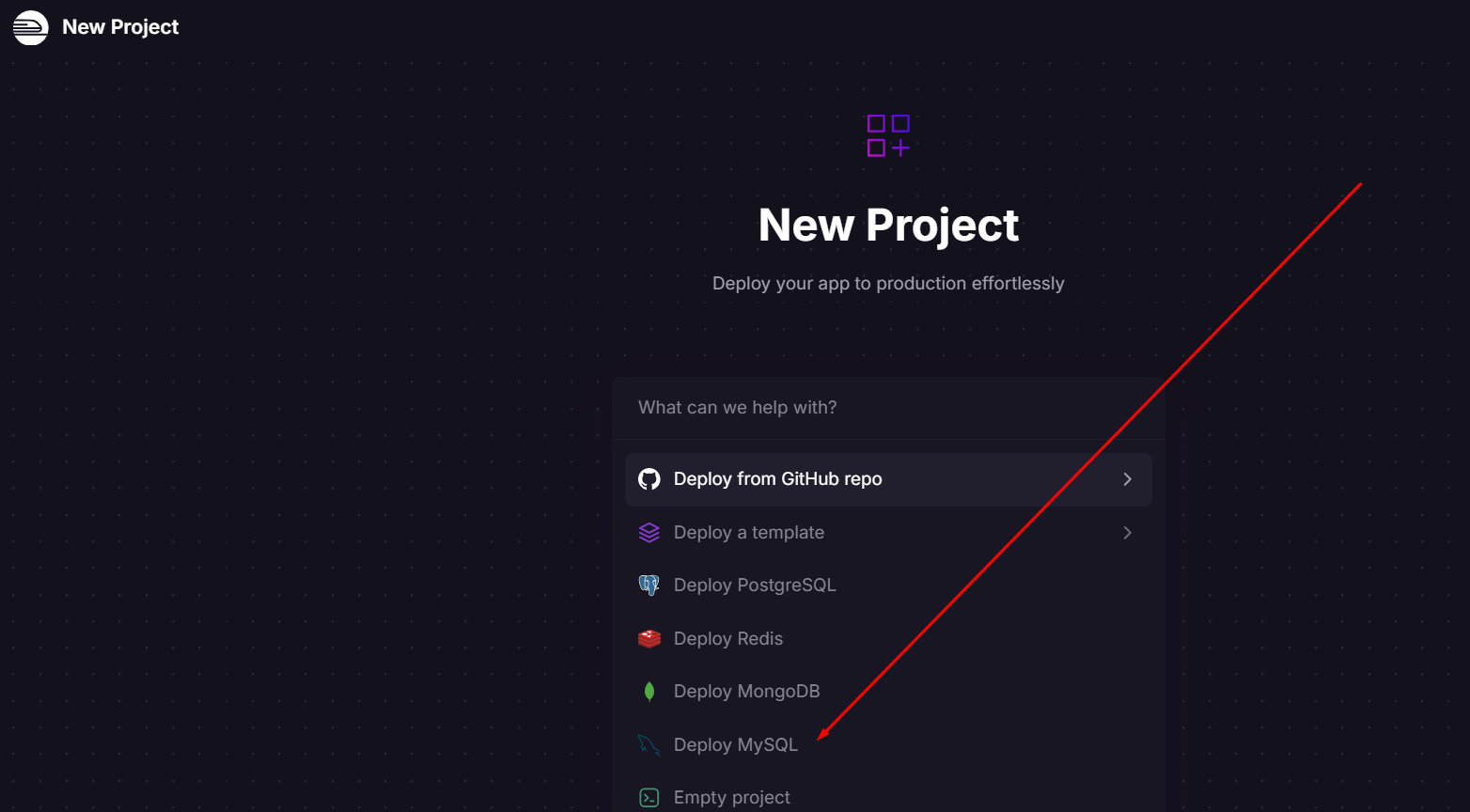 Available options to deploy your instance