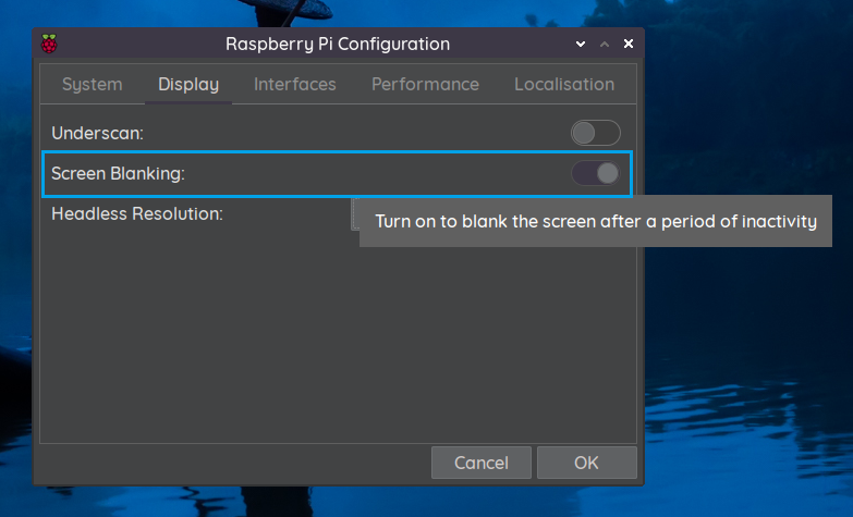 Raspberry Pi Screen Blanking