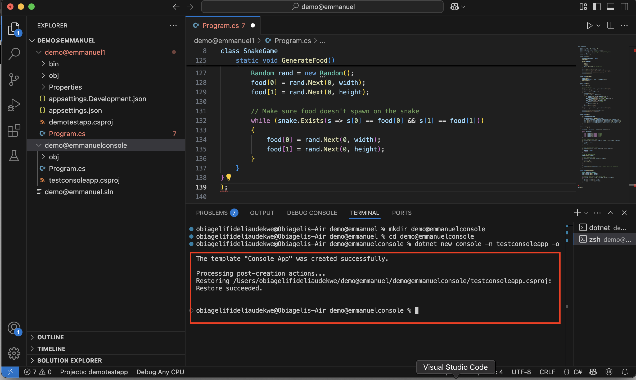 Created console app