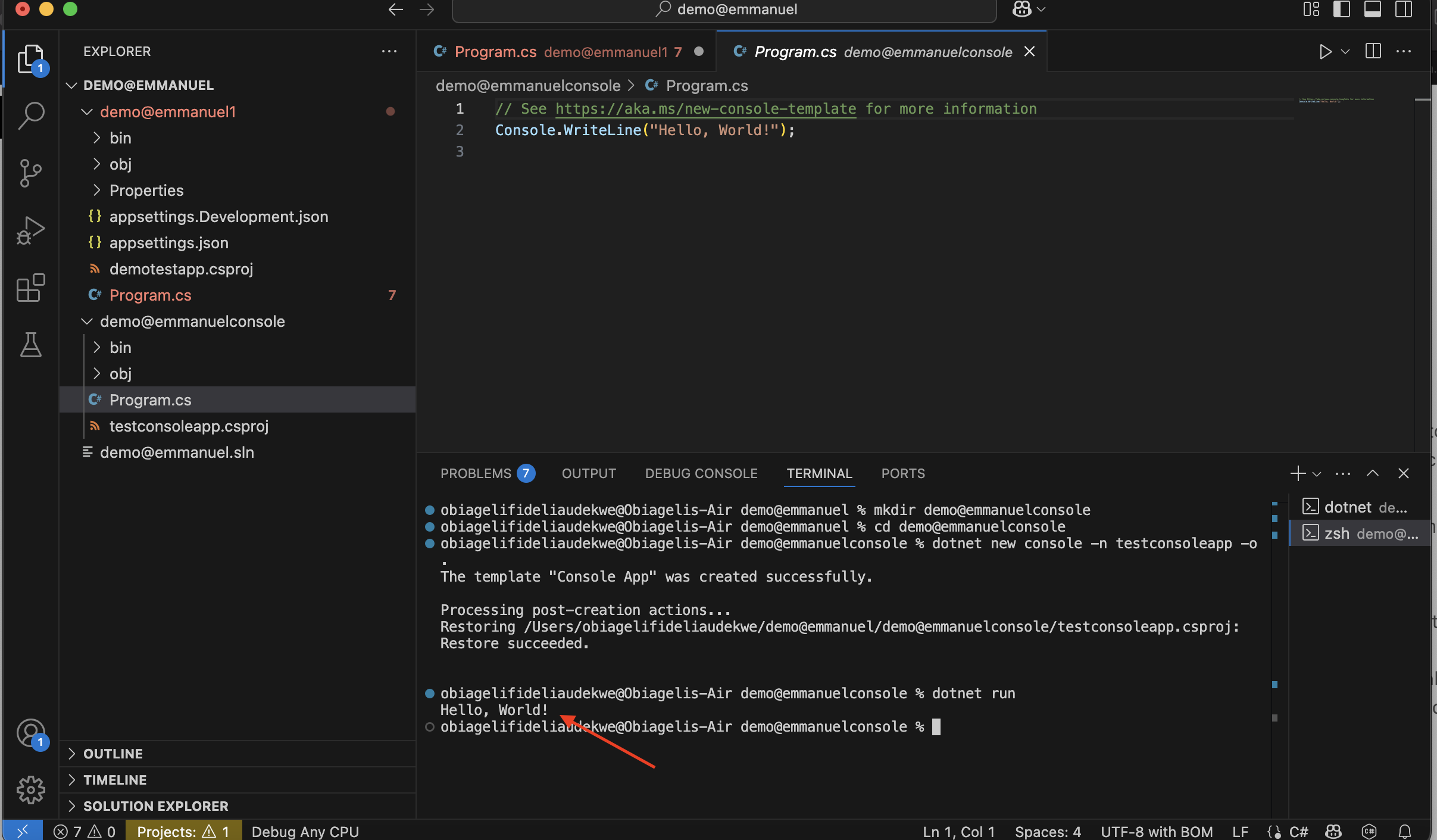 Dotnet run