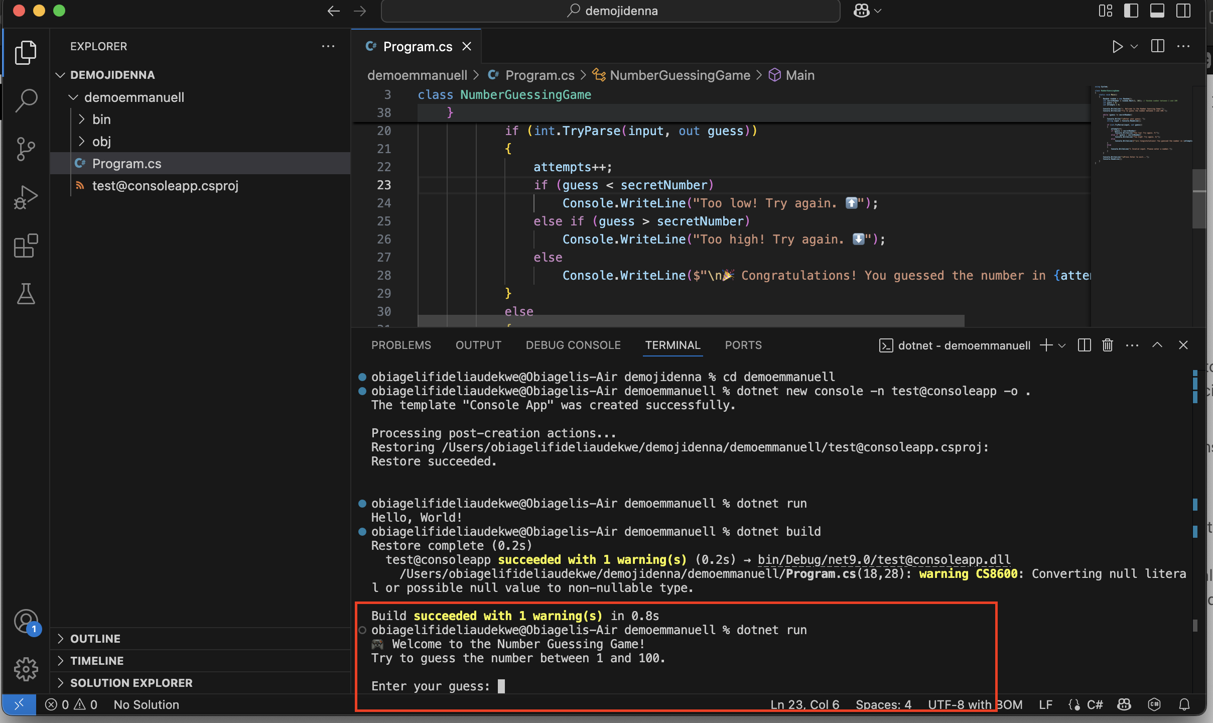 Created game in c#