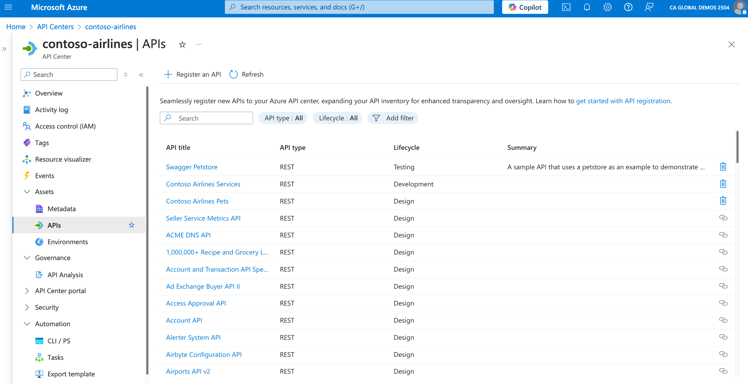 Contoso Airlines APIs