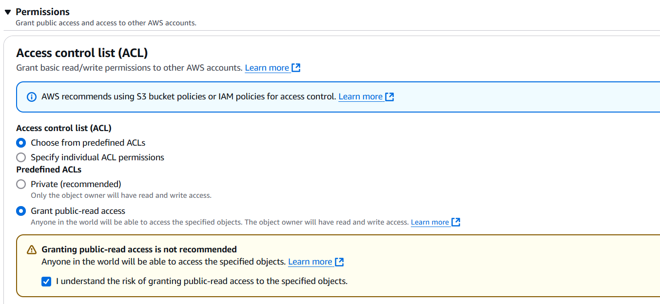 Configuration to allow public read access