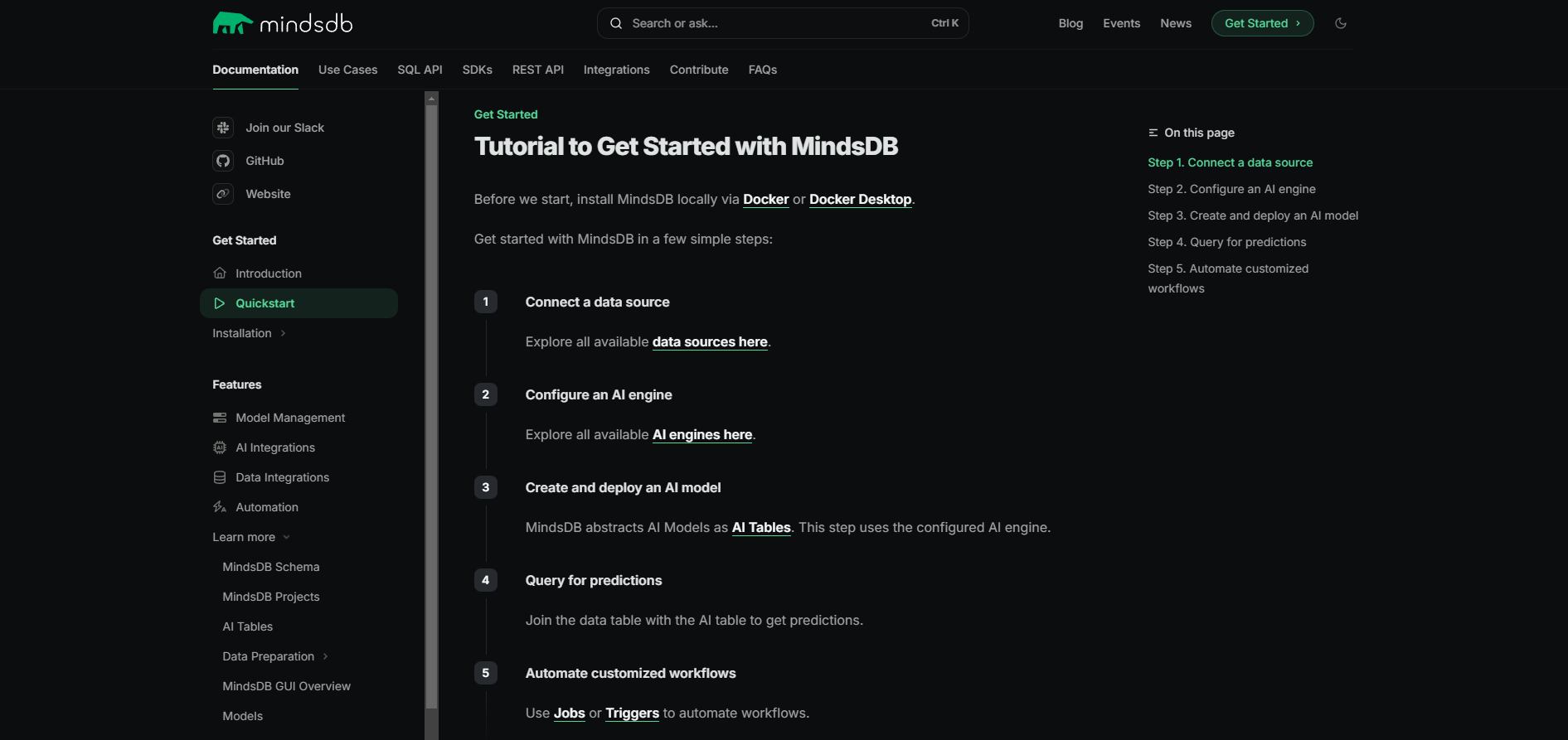 MindsDB homepage