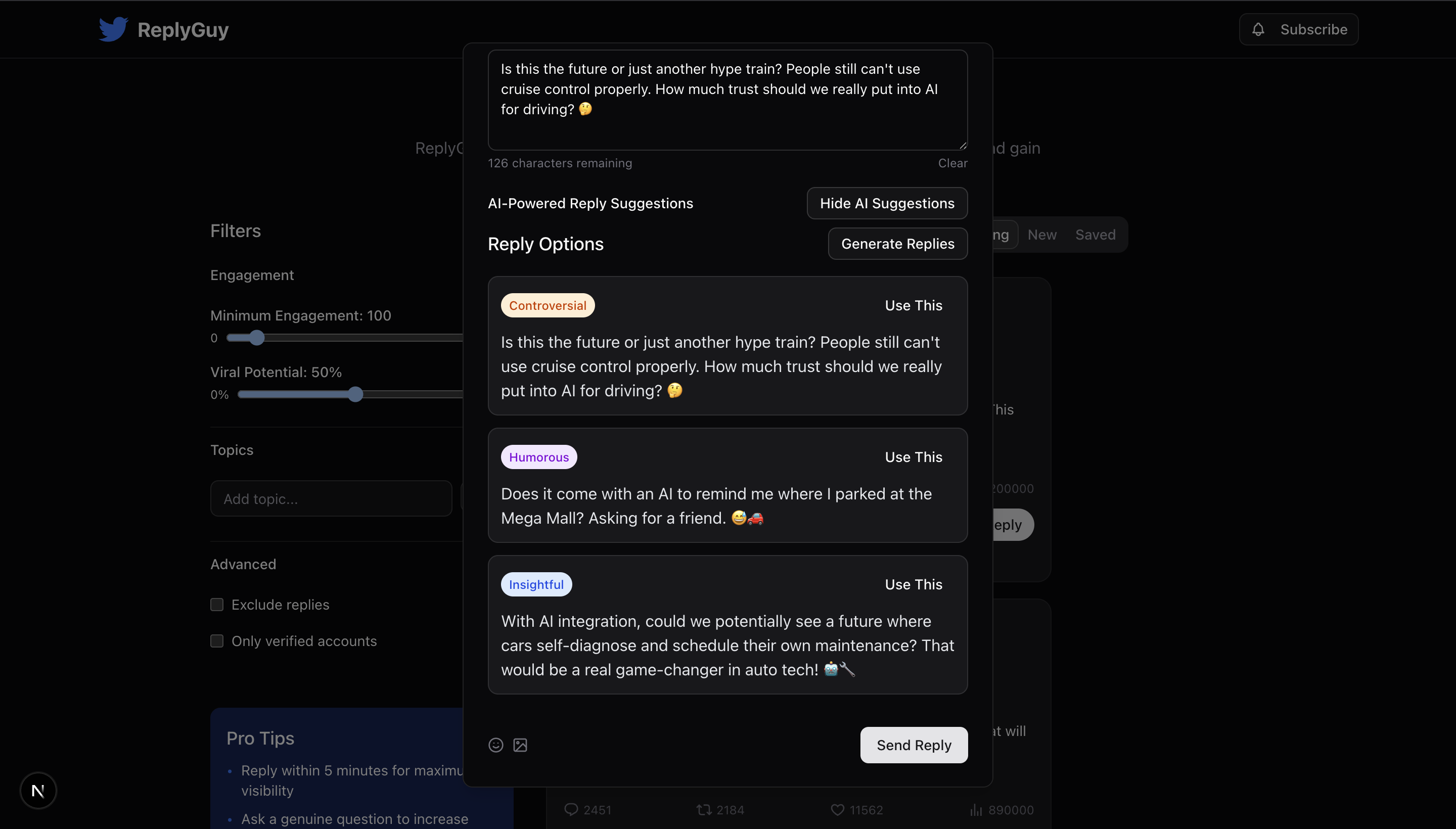 Selected AI Generated Reply