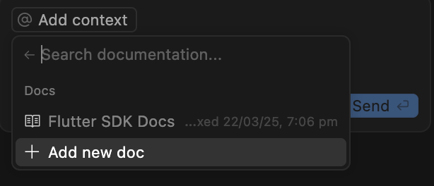 Screenshot of the Docs menu