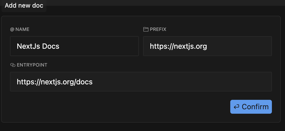 Screenshot of the docs details confirmation