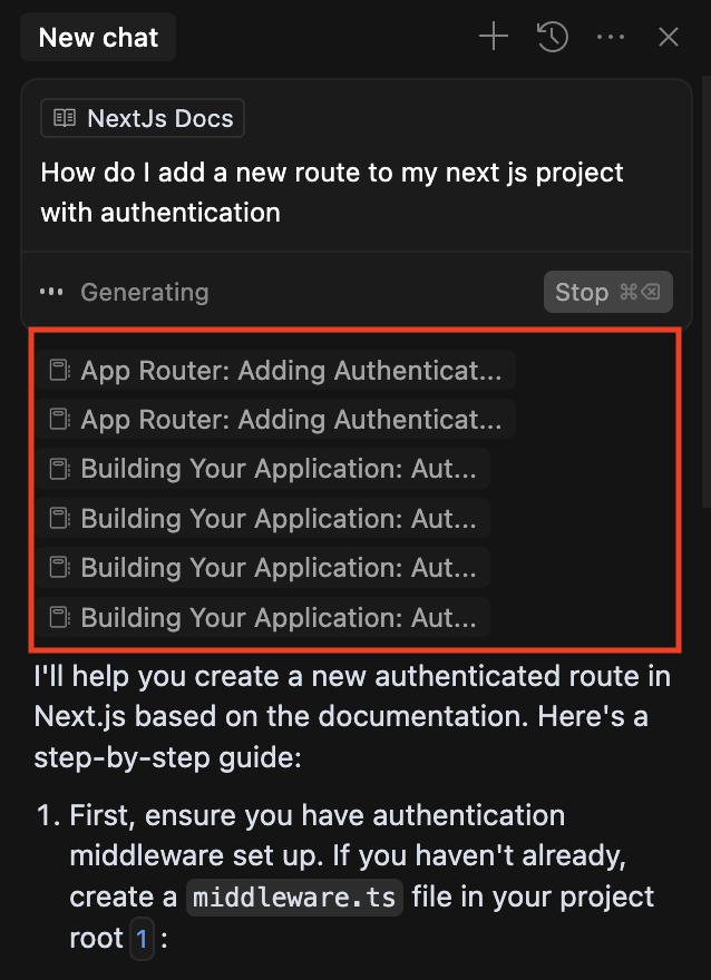 Screenshot of the New Docs being used in response