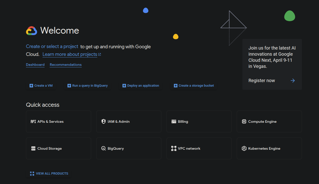google cloud console