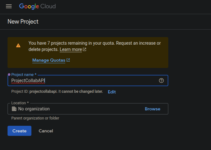 Creating project