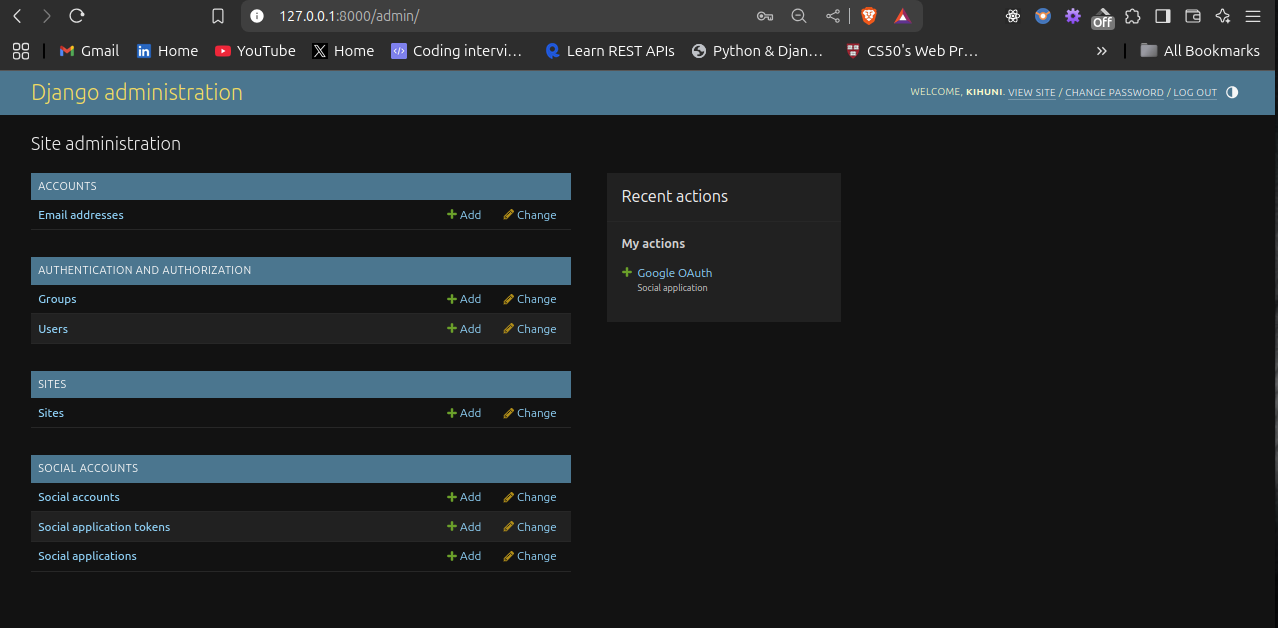 Admin dashboard