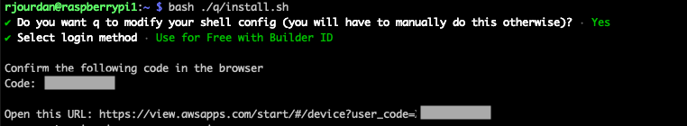 Installation of Q in the CLI